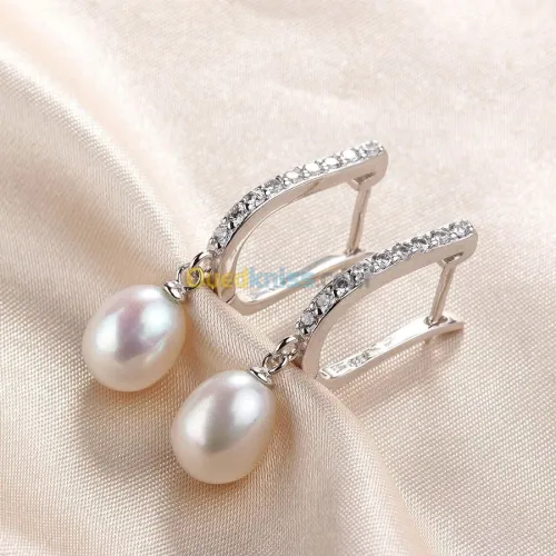 Boucles en argent et perles naturelles