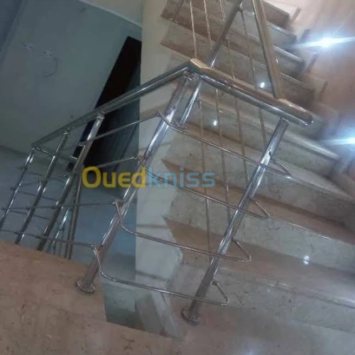 garde corps rampe d'escalier inox/verr