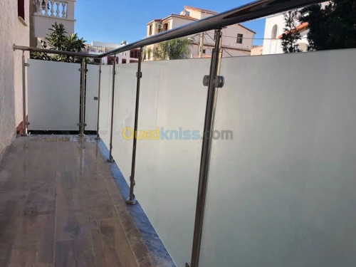 garde corps rampe d'escalier inox/verr