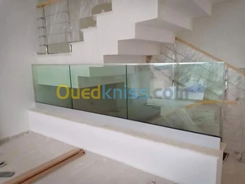 garde corps rampe d'escalier inox/verr