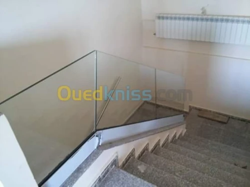 garde corps rampe d'escalier inox/verr