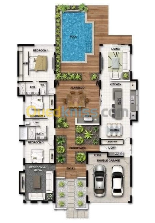 conception architecturale ,plan en 3D