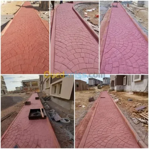 Travaux béton imprimé dallage ,résine.