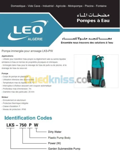 Pompe submersible pour arrosage - LEO