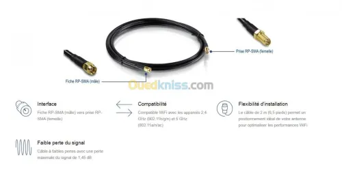 Cable SMA Rallonge Cordon Antenne Modem 4 G SMA