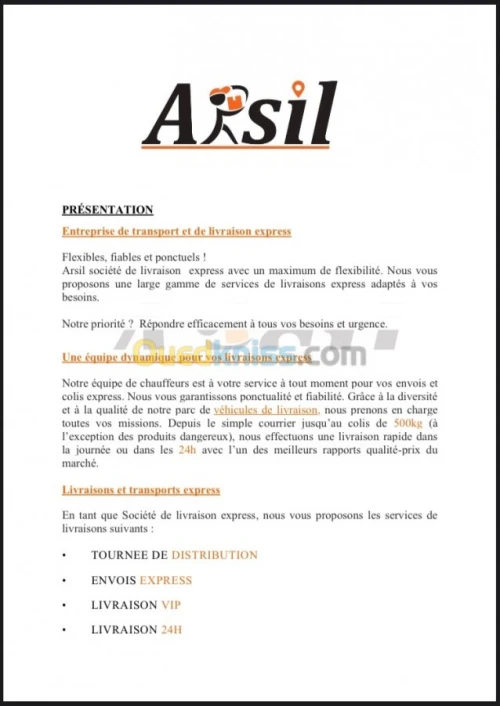 Livraison et transport