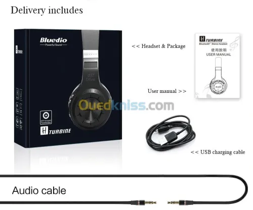 Casque sans-fil bluetooth Bluedio H Turbine rechargeable