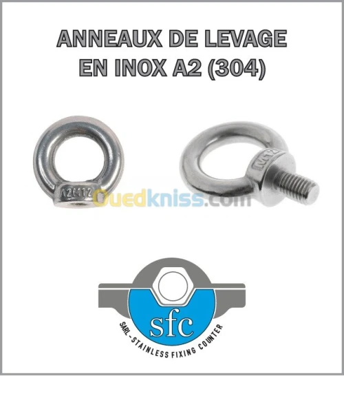 ANNEAU DE LEVAGE MALE et FEMELLE INOX
