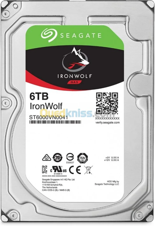 Disque Seagate IronWolf NAS - 6Tb - 3.5" SATA - Red -