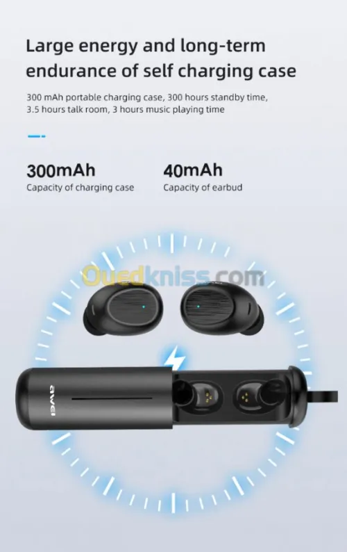 Ecouteur Sans-fil Earbuds Bluetooth 5.0 AWEI TWS T55 IPX4 Étanche
