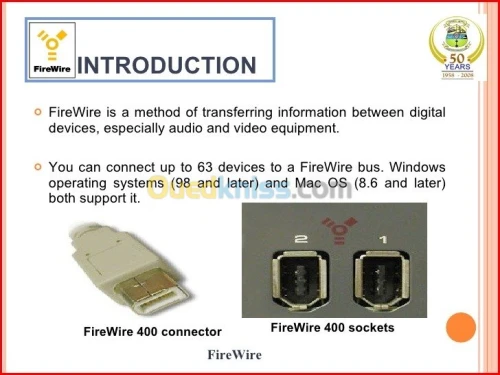 Câble Fire Wire 4 Pins 6 Pins USB
