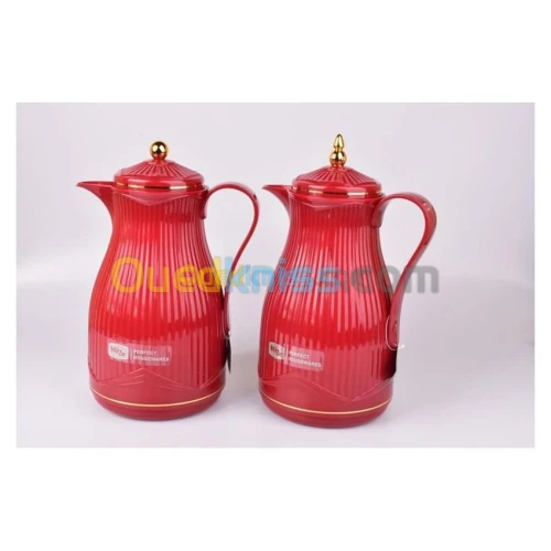 Thermos Vacuum Flask 1L + 1L Intérieur En Verre -Rouge