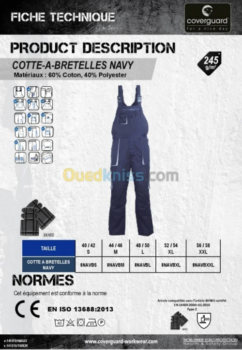  TENUE DE TRAVAIL / COMBINAISON / SALOPETTE /PARKA