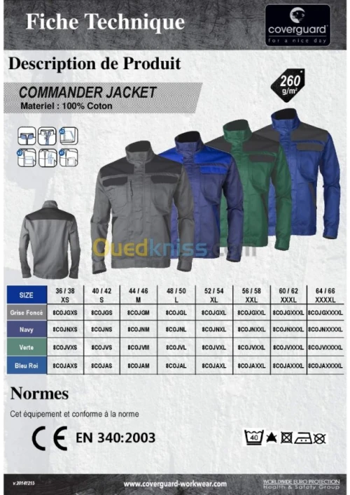  TENUE DE TRAVAIL / COMBINAISON / SALOPETTE /PARKA