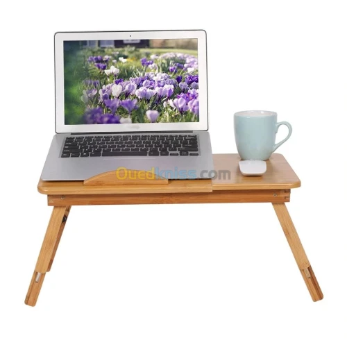 Table Support LAPTOP en bambou pliable avec ventilateur refroidisseur GM 55cm x 35cm BM92