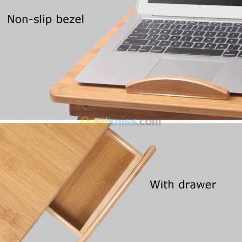 Table Support LAPTOP en bambou pliable avec ventilateur refroidisseur GM 55cm x 35cm BM92