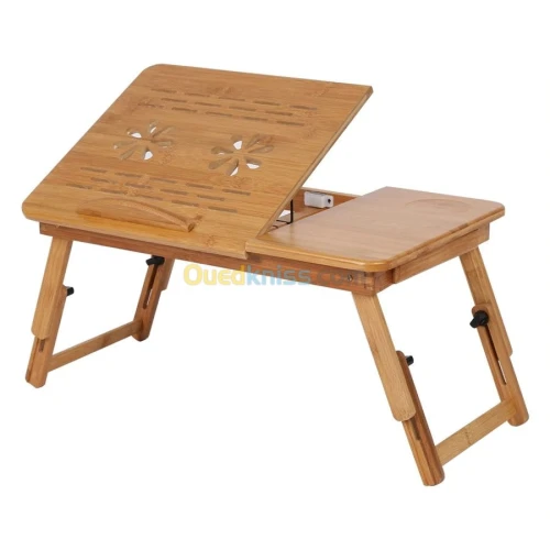 Table Support LAPTOP en bambou pliable avec ventilateur refroidisseur GM 55cm x 35cm BM92