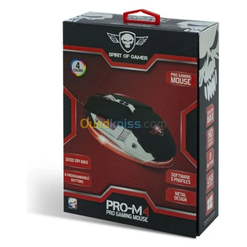 SPIRIT OF GAMER Souris Gamer  Pro-M4- Blanc/Noir