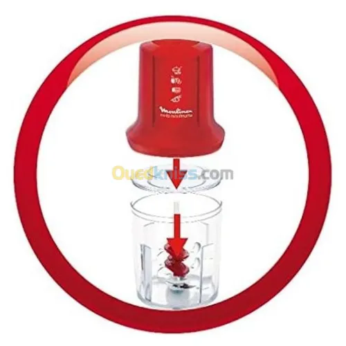 MOULINEX AT714G32 Mini Hachoir Électrique Multi Moulinette 3 en 1- 500W- Rouge
