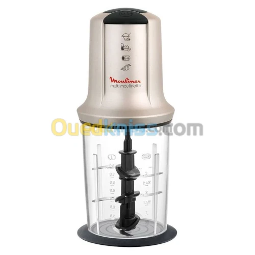  Mini Hachoir 3EN1 MOULINEX AT718A Multi Moulinette XXL, 0,8 ml- Argent - 500W - 2 VITESSES