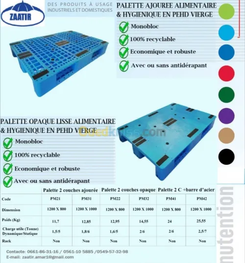 palette en plastique opaque /ajouree