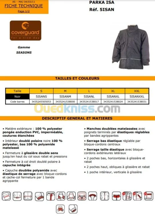 COVERGUARD PARKA ISA NOIR
