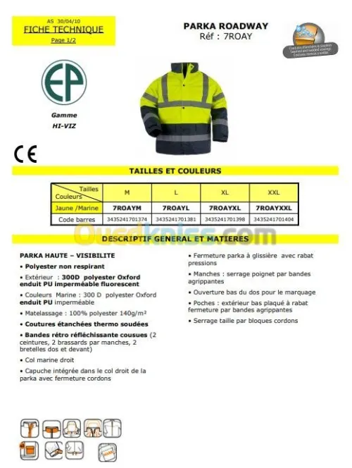 PARKA H-V ROADWAY JAUNE/ORA