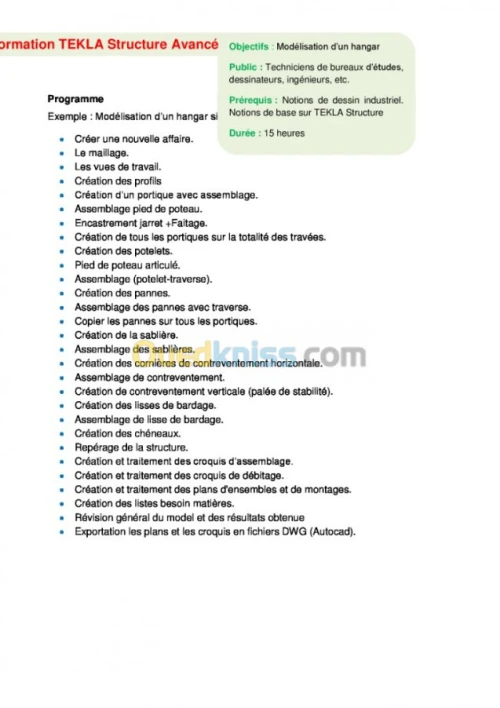 Formateur en Tekla Structure
