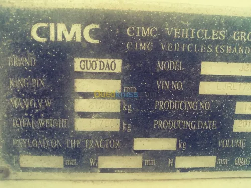 Portchar CIMC 20 M CIMC 20 mètres 80T