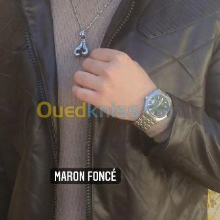 veste Semi cuire marron foncé