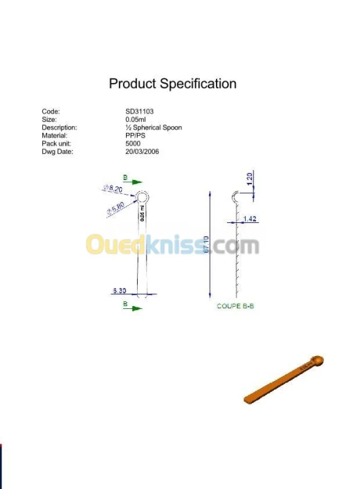 CUILLIERE DOSE 0,05 ml en PP