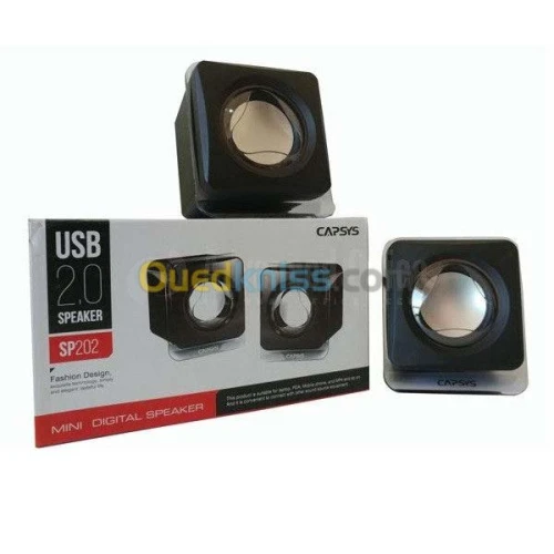 Haut Parleur Baffle CAPSYS SP202 Carré AUX Jack 3.5mm USB pour PC LAPTOP Smartphone