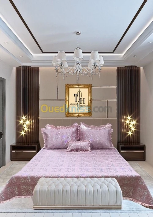 couvre lit salon et rideau on gros