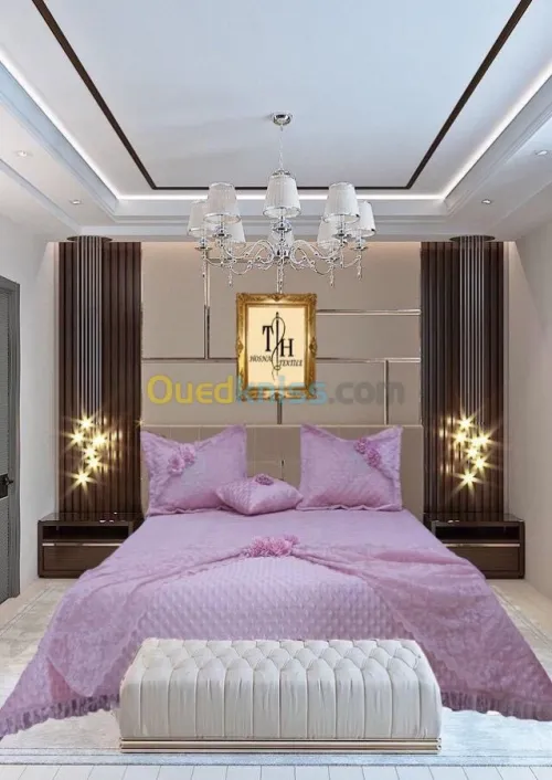 couvre lit salon et rideau on gros