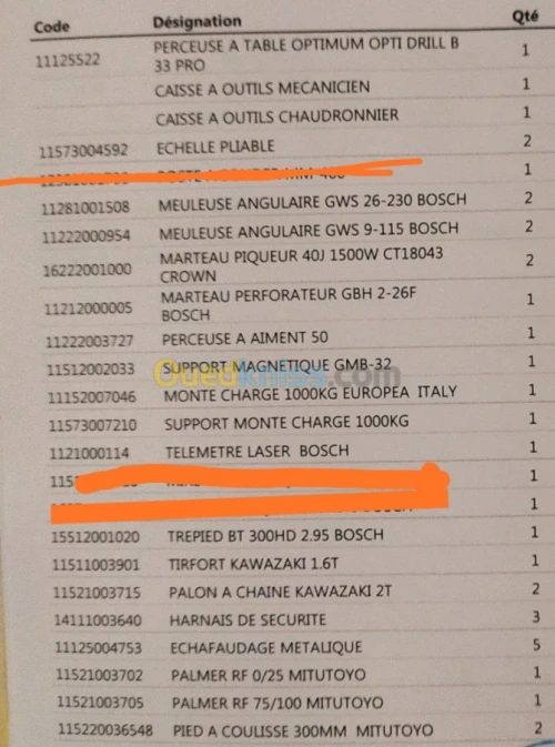 Outillage maintenance industrielle