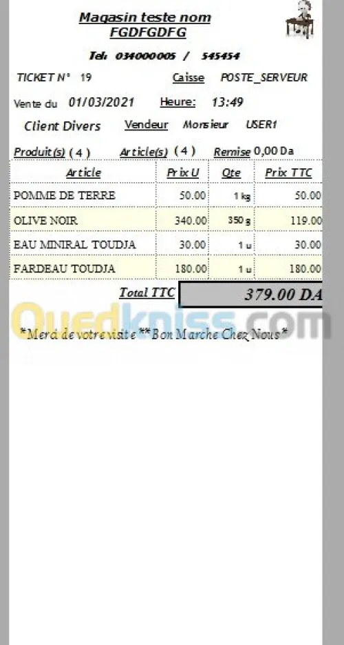 LOGICIEL DE CAISSE ET DE VENTE