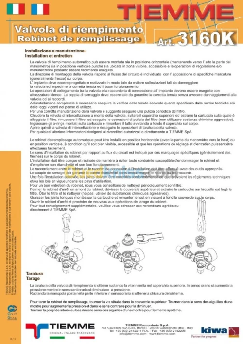 Robinet de remplissage TIEMME