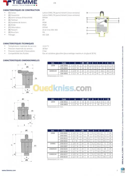 PURGEURS D’AIR AUTOMATIQUES TIEMME 