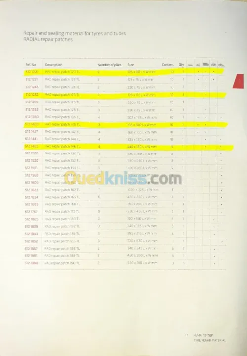 Patch réparation pneus avant vulcanisa