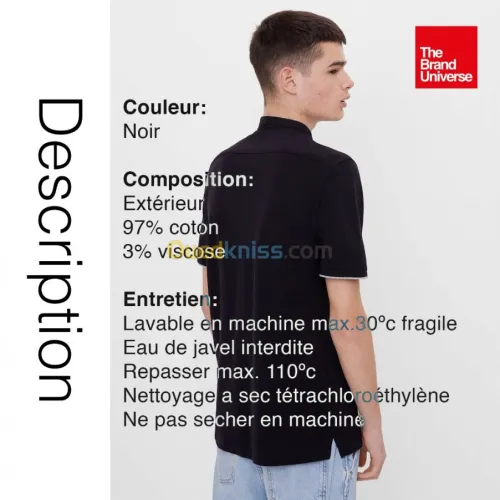 Chemise original col officier noir