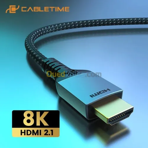 Cable HDMI 2.1 CABLETIME Certifié 4K/144Hz 8K/60Hz 48Gbps Ultra HD 1m 2m