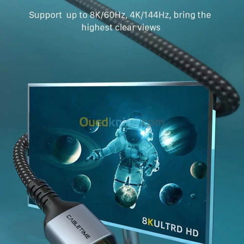 Cable HDMI 2.1 CABLETIME Certifié 4K/144Hz 8K/60Hz 48Gbps Ultra HD 1m 2m