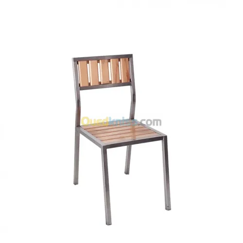 Chaise en INOX, Assis en Bois 
