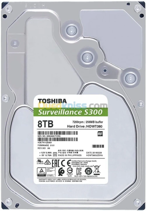 TOSHIBA SURVEILLANCE PRO S300 - DISQUE DUR 8TB HDD - 3.5" 7200 RPM - 512 MO - BRAND NEW 2024