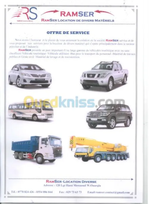 Location de divers Materiel et service