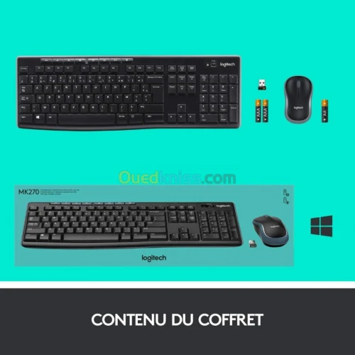 CLAVIER SOURIS SANS FIL LOGITECH MK270 ORIGINALE