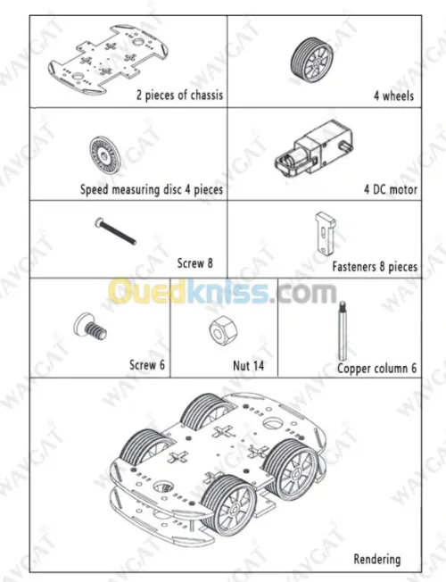 Kit chassier de voiture 4 roues