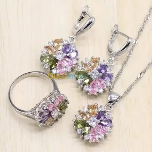 Parure s925 plaqué or blanc prix choc