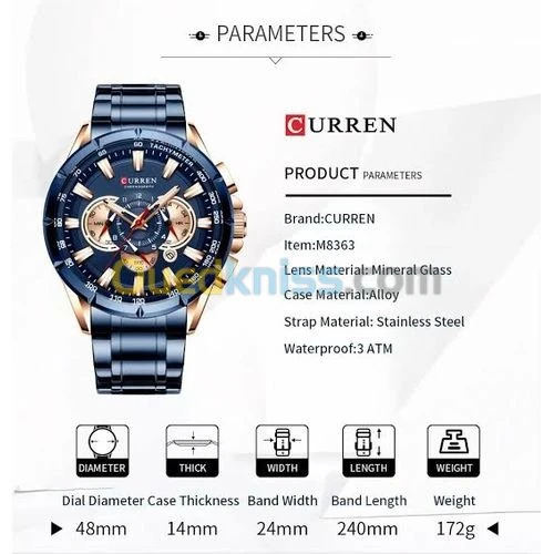 Montre curren original pour hommes 