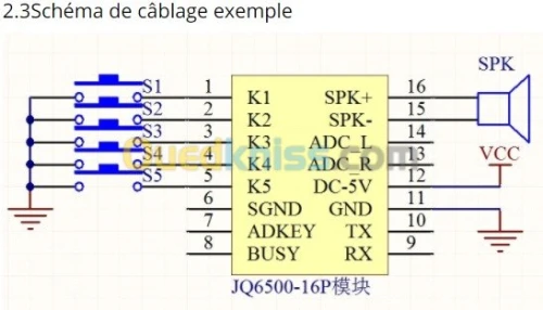 Module MP3 5 voies JQ6500 Arduino